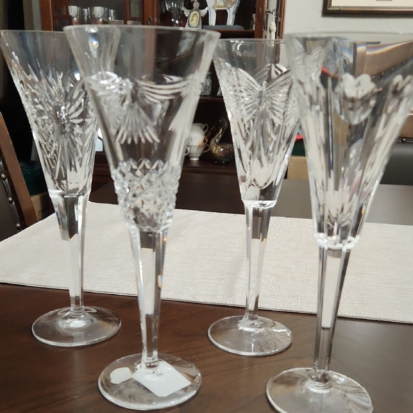 4 WATERFORD CRYSTAL Champagne flutes in excellent, unused condition! - Picture 1 of 11